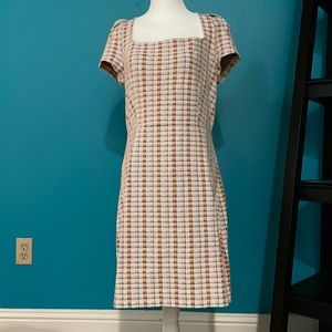 Ann Taylor square neck plaid sheath dress!